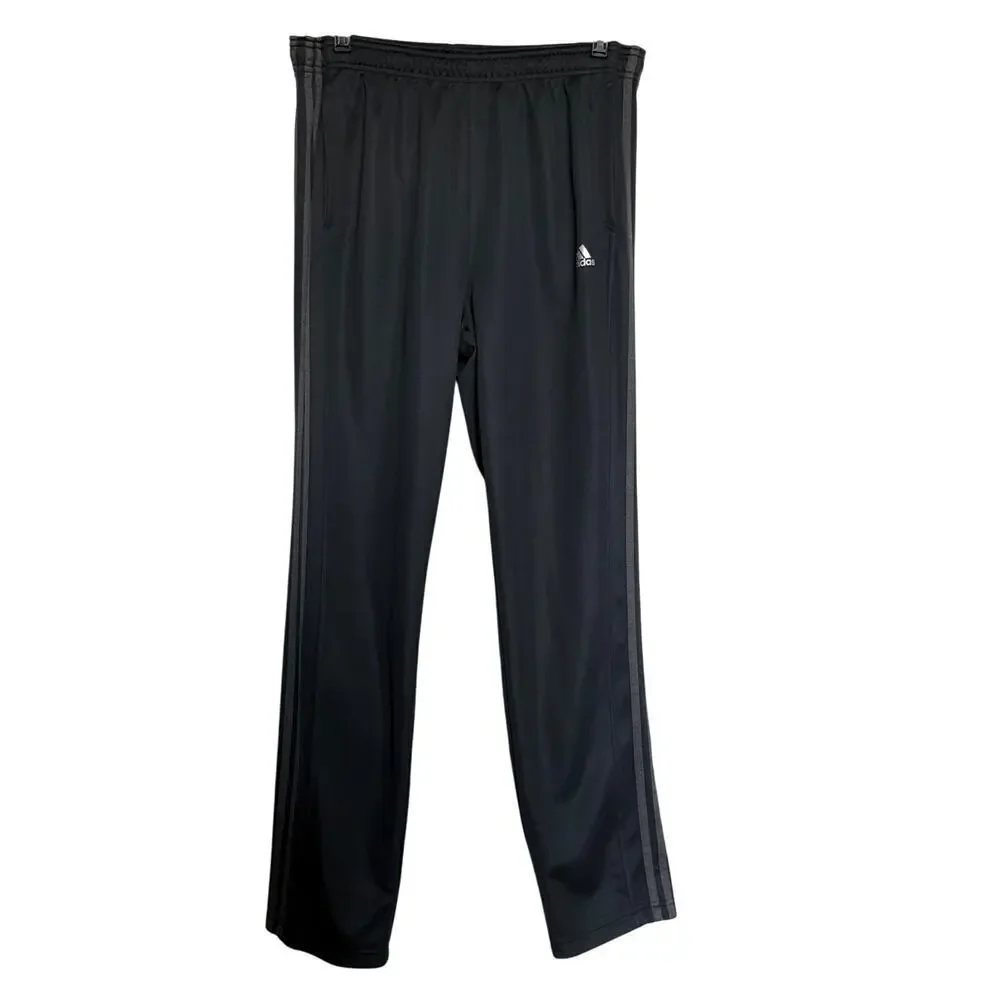 Adidas 3-Stripes Track Pants Size L Black Gray Athletic Joggers Athlesiure